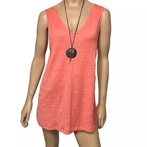 Sundance Catalog Linen Mabel Tank Sz L  Coral Pink